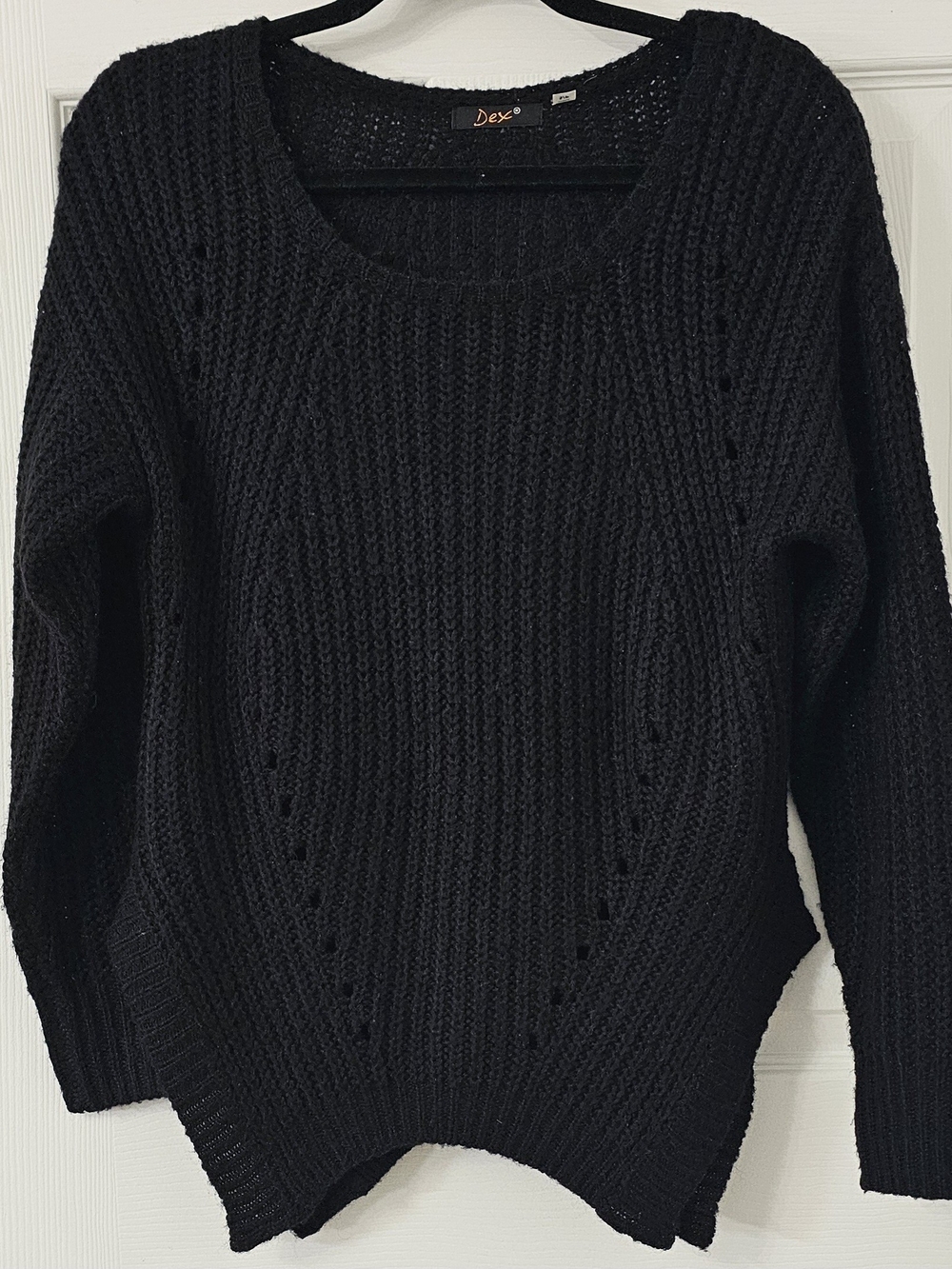 Dex Black Chunky Scoop Neck Pullover Sweater
